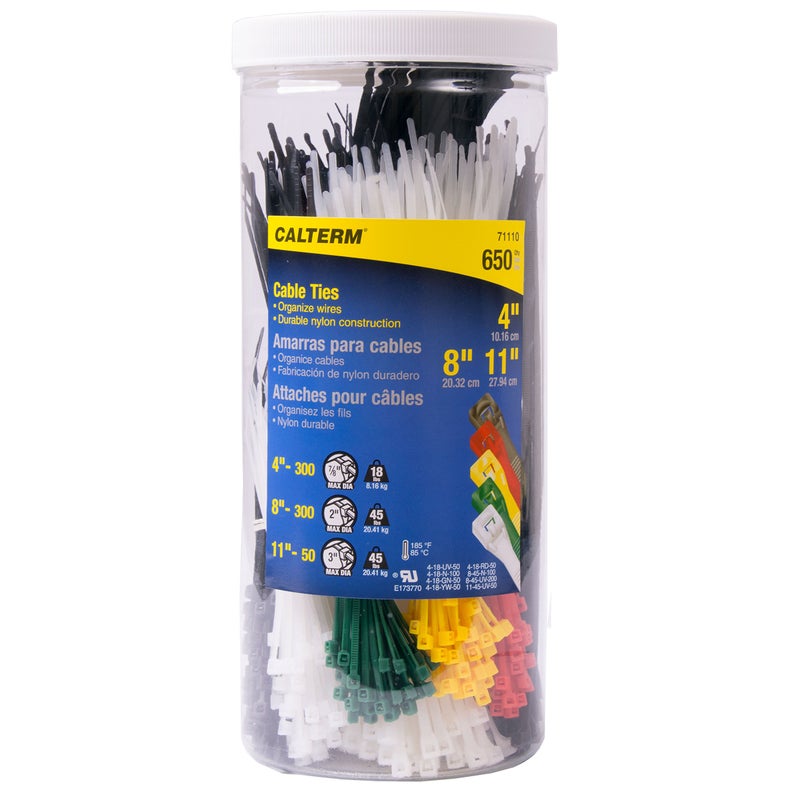 Calterm 71110 4"x8"x11" Nylon Cable Tie, Black & Natural, Assorted - Image 3