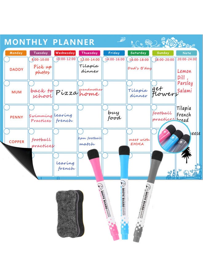 Magnetic Dry Erase Whiteboard White/Blue