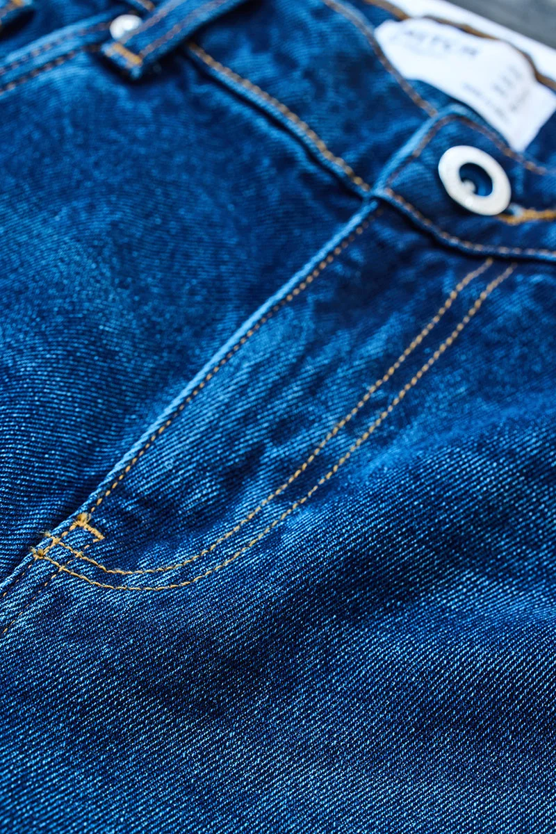 SNITCH Blue Blue Solid Wide Leg Streetwear Jeans for Men | Best Price UAE