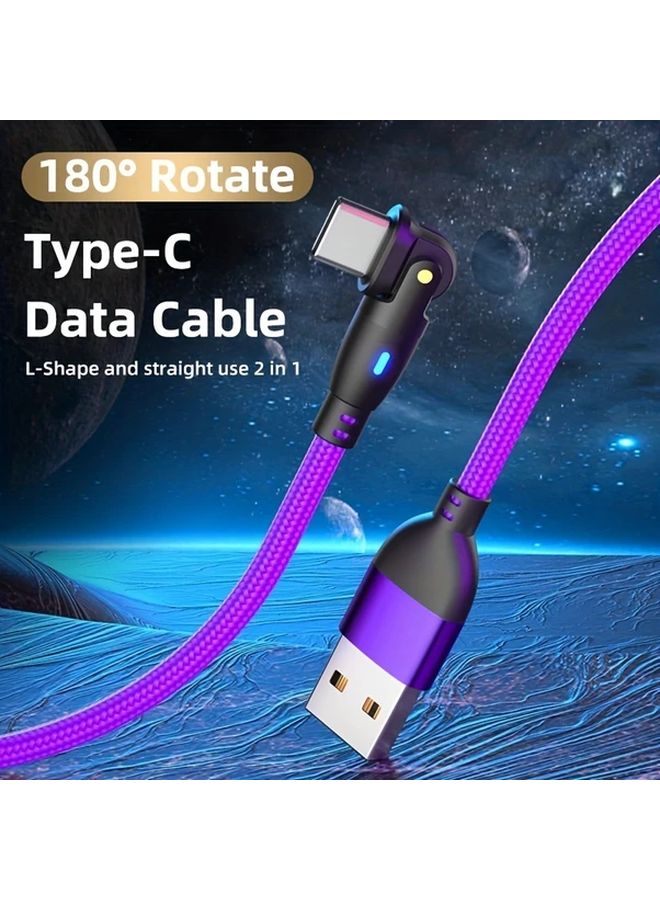حبل شحن سريع من نوع C، بطول 1 متر، قابس USB-C مستقيم وزاوية L، تيار 3 أمبير، لون أحمر - Image 5