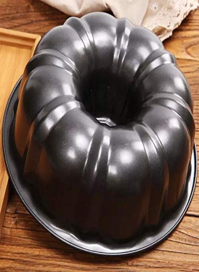 BluBasket Nonstick Bakeware Pumpkin Shape Cake Mold Jelly Pan Round Deep Bundt Baking Mold,PFOA, BPA, and PTFE Free Non-Stick Coating Dishwasher Safe, 1 Piece - Black - Image 2
