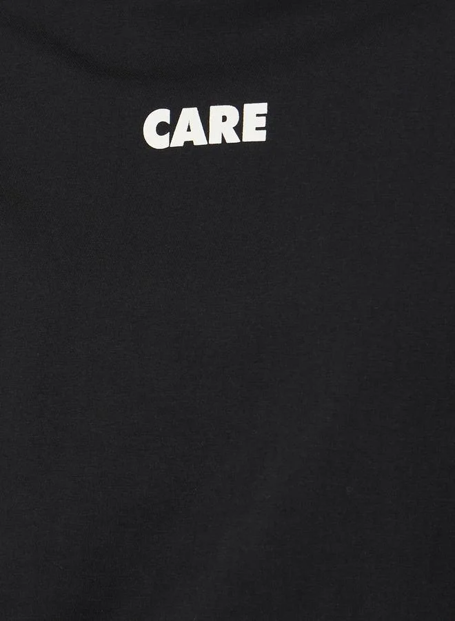 Styli Oversized Slogan Print Round Neck T-Shirt