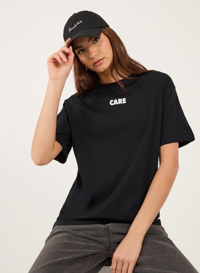 Styli Oversized Slogan Print Round Neck T-Shirt - Image 2