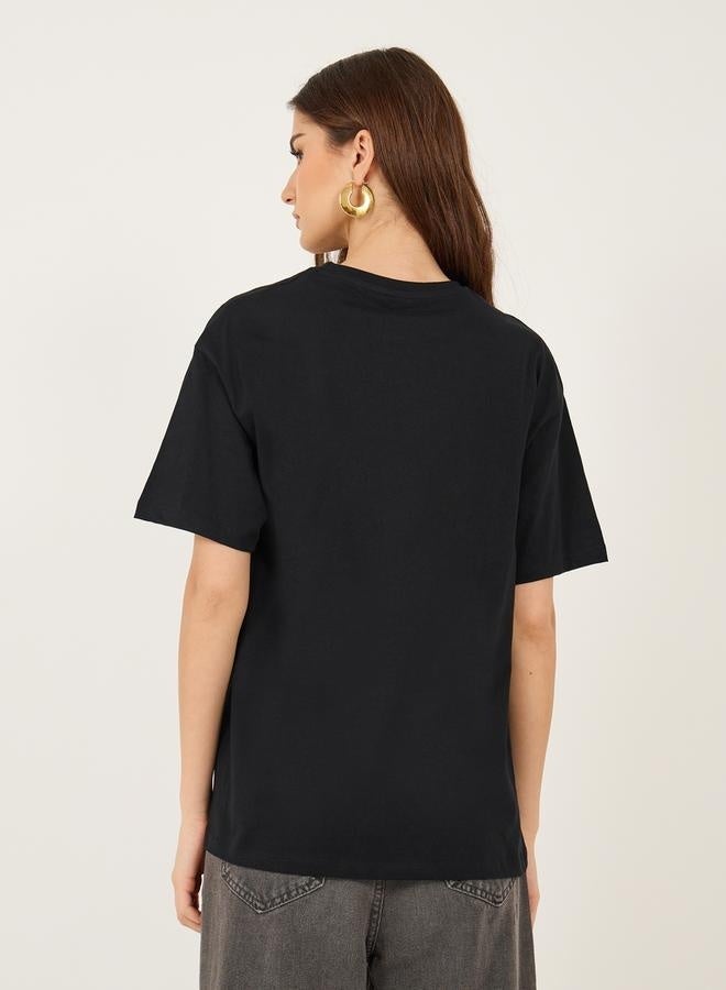 Styli Oversized Slogan Print Round Neck T-Shirt - Image 5
