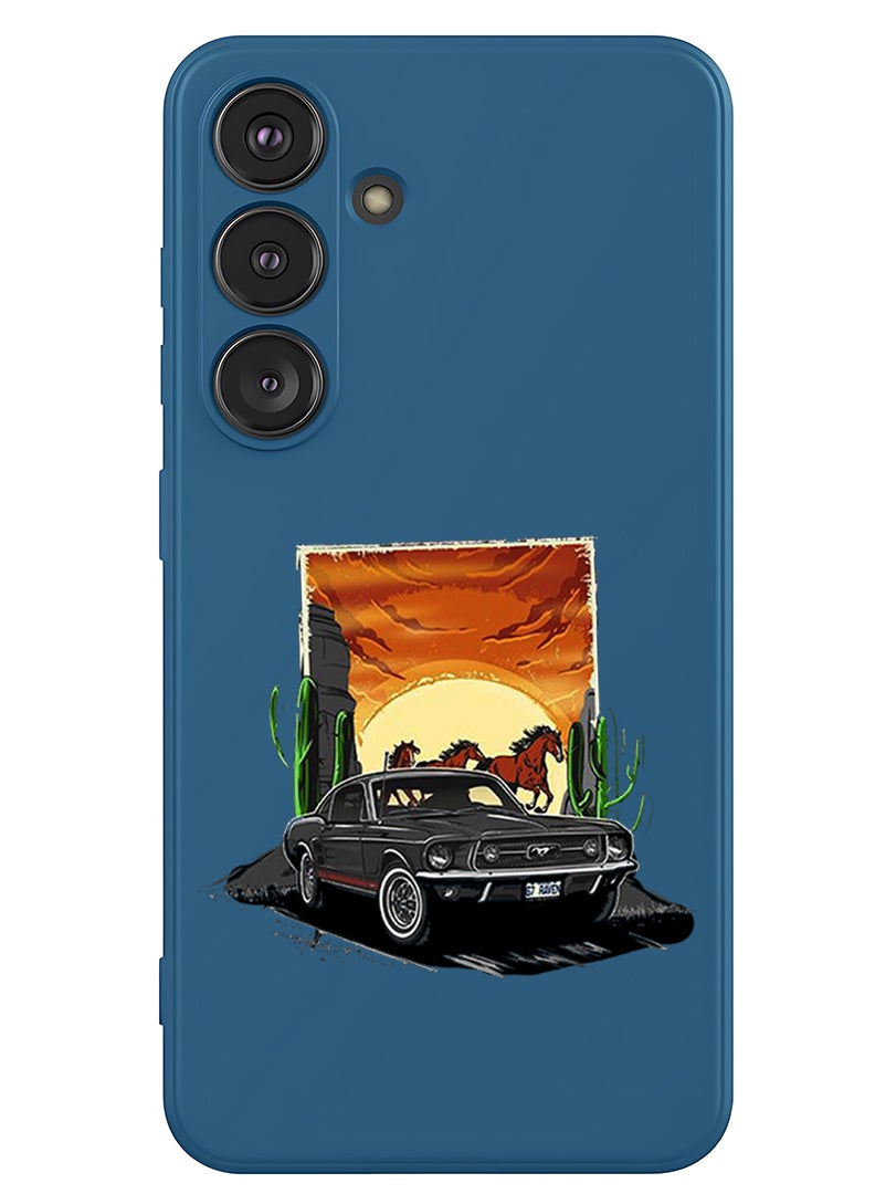 Theodor Protective Slim Fit Case Liquid Silicone Cover with Full Body Protection Anti-Scratch Shockproof Case For Samsung Galaxy S25 Plus (Blue) - Car horse - Image 1