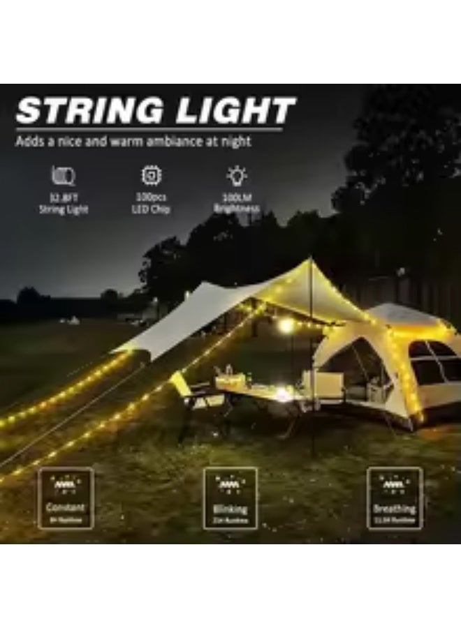 Evva Camping String Lights, 10-Meter Multi-Shaped Light with Large Multi-Light/Shaped Head, Rechargeable, Waterproof Hanging Illumination for Camping, Tent, Garden Decor, Festivals, and Parties" - Image 2