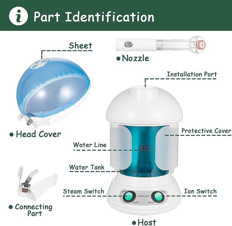2 in 1 Hair and Facial Steamer, Hair Steamer, Face Steamer, Hair Humidifier, Hot Mist Moisturizing, Hydration System Sprayer, Personal Care Use, Home and Salon - Image 3