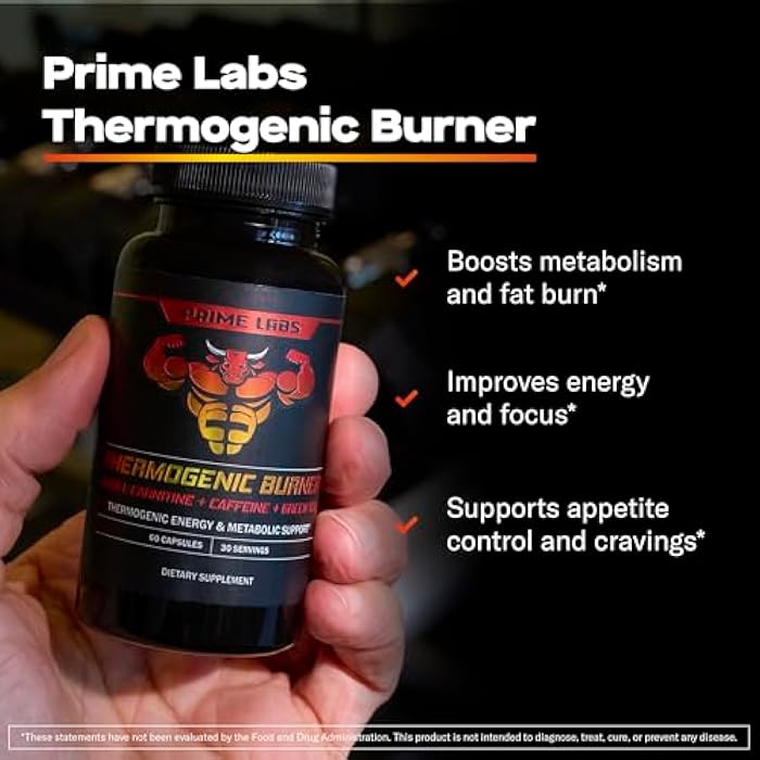 Prime Labs Thermogenic Fat Burner for Men - Weight Loss Supplement - with L-Carnitine, Caffeine, & Green Tea - Thermogenic Energy & Metabolic Support - Third-Party Tested, Made in The USA - 60 Count - Image 2