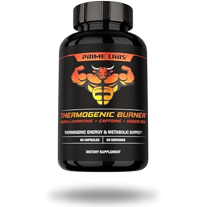 Prime Labs Thermogenic Fat Burner for Men - Weight Loss Supplement - with L-Carnitine, Caffeine, & Green Tea - Thermogenic Energy & Metabolic Support - Third-Party Tested, Made in the USA - 60 Count - Image 1
