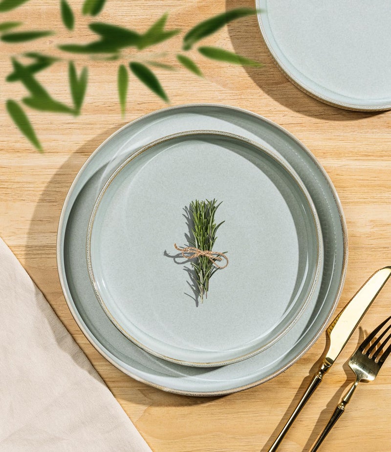 TheTerra Ceramic Dinnerware Sets for 6, 18 Pieces Porcelain Lightweight Plates and Bowls Sets, Scratch Resistant Dish Set, Oven & Microwave & Dishwasher Safe, Illusion Blue - Image 2
