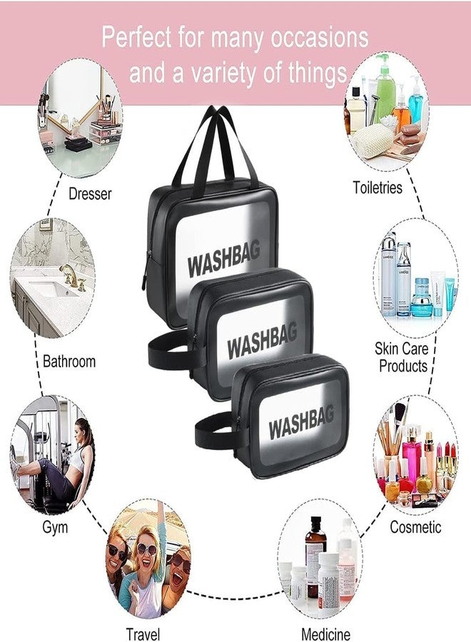 RIVANIV® PVC Cosmetic Pouch, Make up Bag for Home & Travel Kit, Toiletry Organizer Bag for Cosmetics, Brushes, Accessories Wash Bag Set (Set of 3) - Image 5
