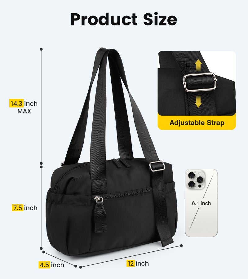 Vorspack Mini Gym Bag for Women - Small Duffle Bag Lightweight Duffel Bag with Wet Pocket Cute Sports Bag for Gym Dance Yoga - Black - Image 2