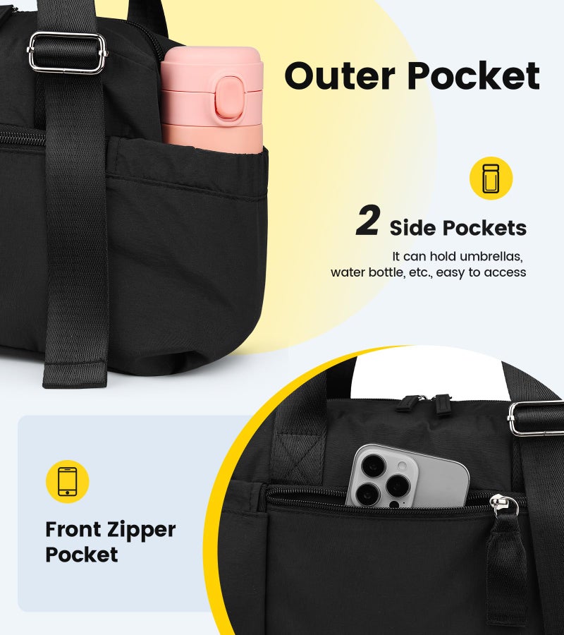 Vorspack Mini Gym Bag for Women - Small Duffle Bag Lightweight Duffel Bag with Wet Pocket Cute Sports Bag for Gym Dance Yoga - Black - Image 4