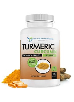 DOCTOR RECOMMENDED SUPPLEMENTS Turmeric Curcumin - 2250mg/d - Veggie Caps - 95% Curcuminoids with Black Pepper Extract (Bioperine) - 750mg Capsules - 100% Organic - Most Powerful Turmeric Supplement with Triphala (180 Count) 