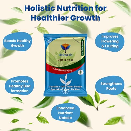 Utkarsh NPK 19 19 19 Fertilizer for Plants Growth | 100% Water Soluble | Complete Plant Food for Home Garden, Boosts Plant Health and Flowering (1.8 Kg; Pack of 2 of 900 gm) - Image 3