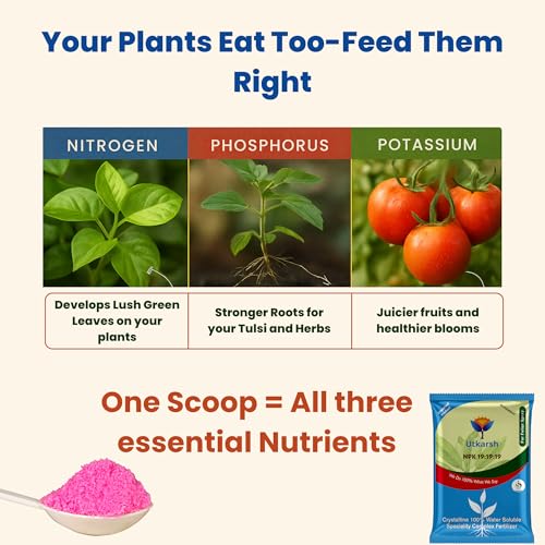 Utkarsh NPK 19 19 19 Fertilizer for Plants Growth | 100% Water Soluble | Complete Plant Food for Home Garden, Boosts Plant Health and Flowering (1.8 Kg; Pack of 2 of 900 gm) - Image 2
