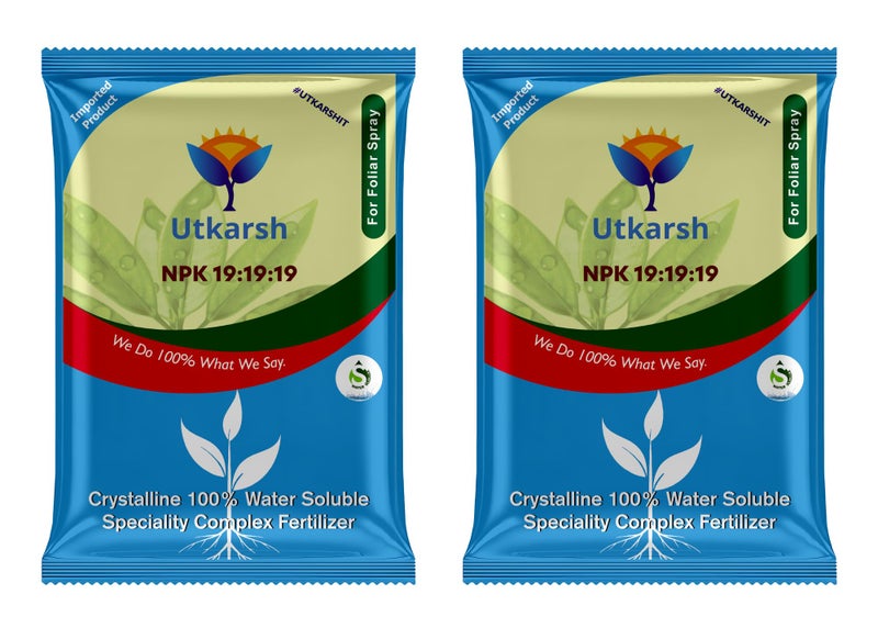 Utkarsh NPK 19 19 19 Fertilizer for Plants Growth | 100% Water Soluble | Complete Plant Food for Home Garden, Boosts Plant Health and Flowering (1.8 Kg; Pack of 2 of 900 gm) - Image 1
