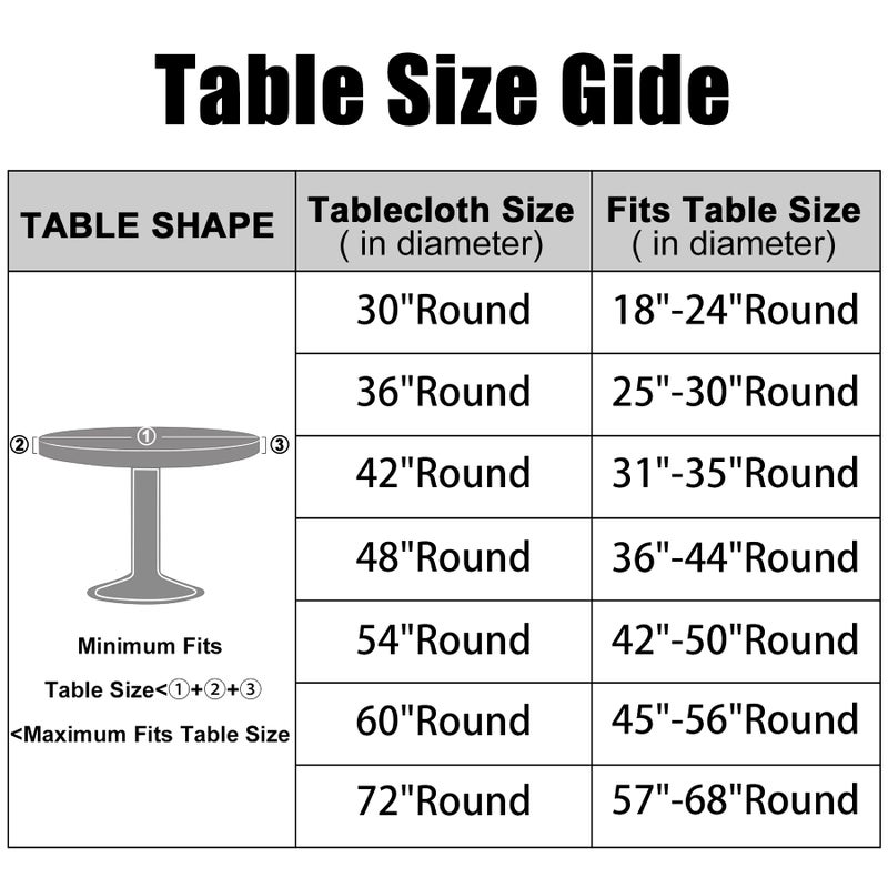 Smiry Round Picnic Tablecloth, Waterproof Elastic Fitted Table Covers for 45" - 56" Tables, Wipeable Flannel Backed Vinyl Tablecloths for Camping, Indoor, Outdoor, Beige & Grey - Image 2