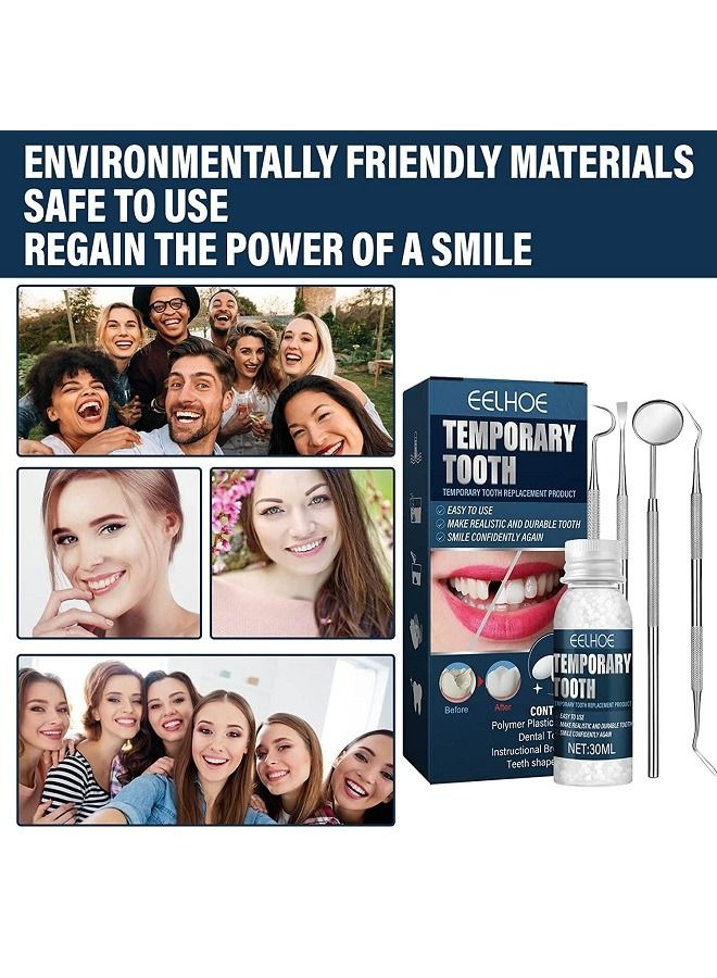 EELHOE 30ml Moldable Teeth Glue 4 Dental Tools Temporary Tooth Filling Set Difficult to Deform Smile Confidently - Image 3