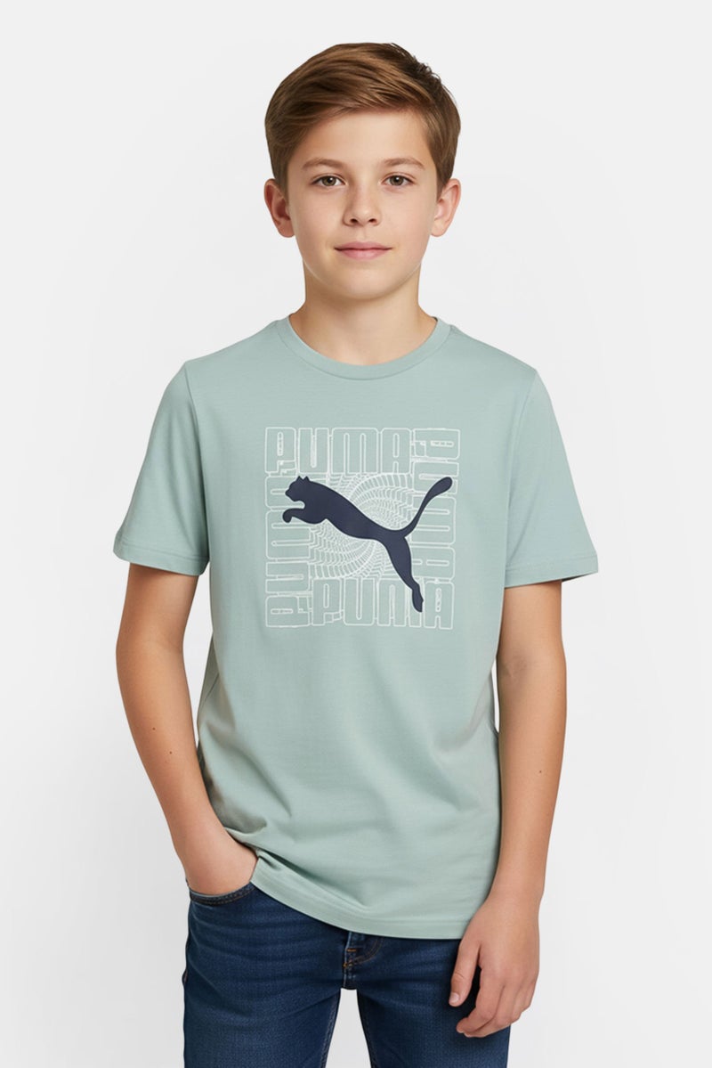PUMA Kids Boy Sportswear Fit Short Sleeve Outdoor T-Shirt, Mint Green - Image 1