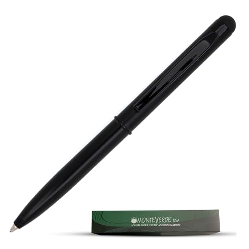 Monteverde USA Poquito Stylus Pen - Black | Compact Metal Ballpoint Pen with Capacitive Stylus | Refillable with D1 Standard International Mini Ballpoint Refills - Image 1