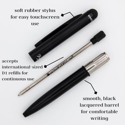Monteverde USA Poquito Stylus Pen - Black | Compact Metal Ballpoint Pen with Capacitive Stylus | Refillable with D1 Standard International Mini Ballpoint Refills - Image 4