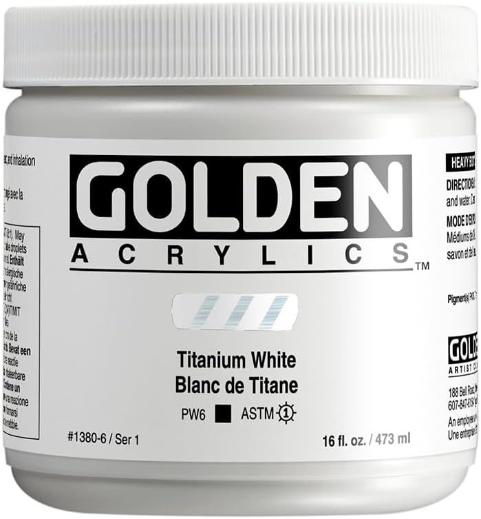 GOLDEN Heavy Body Acrylic Paint - Titanium White, 16 Fl Oz - Image 1