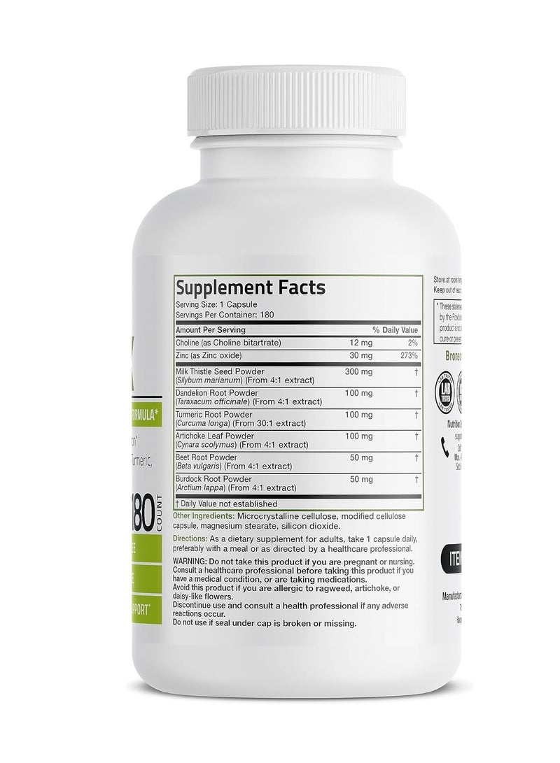 برونسون تركيبة متقدمة للتخلص من سموم الكبد والتطهير تدعم وظيفة الكبد الصحية مع شوك الحليب وجذور الهندباء والكركم وأوراق الخرشوف والمزيد، غير معدلة وراثيًا، 180 كبسولة نباتية - Image 2