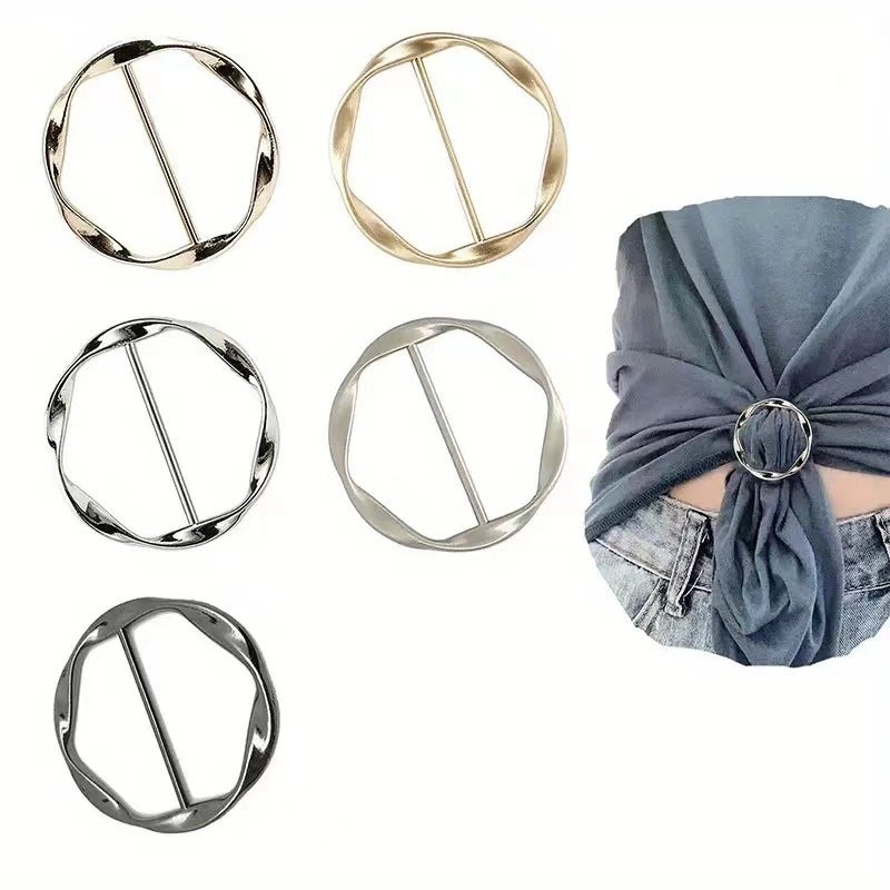 2024 Spring Summer T-Shirt Scarf Knot Clip Fog Silver  - Image 3
