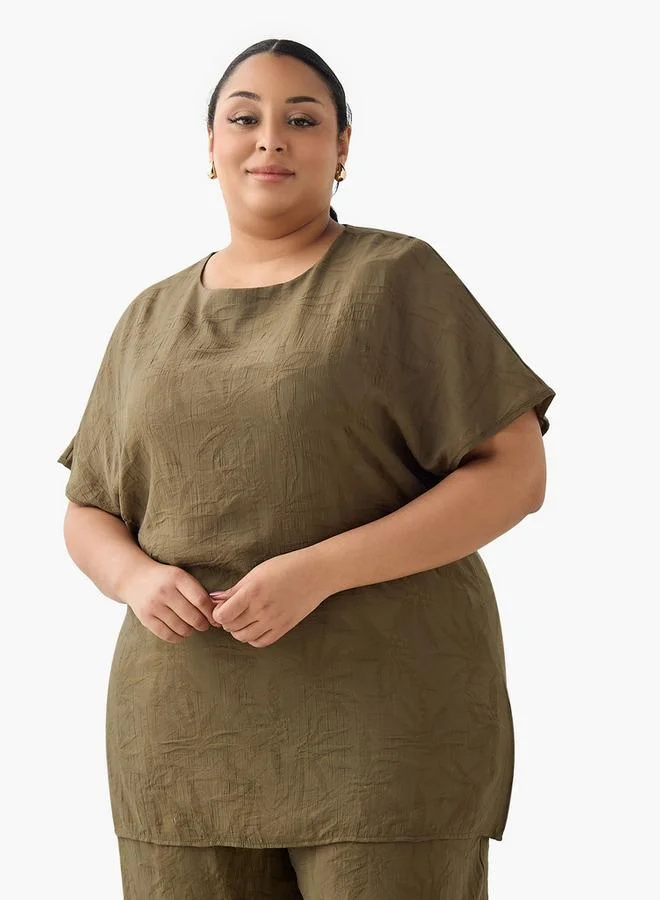 Ulla Popken Ulla Popken Floral Jacquard Top