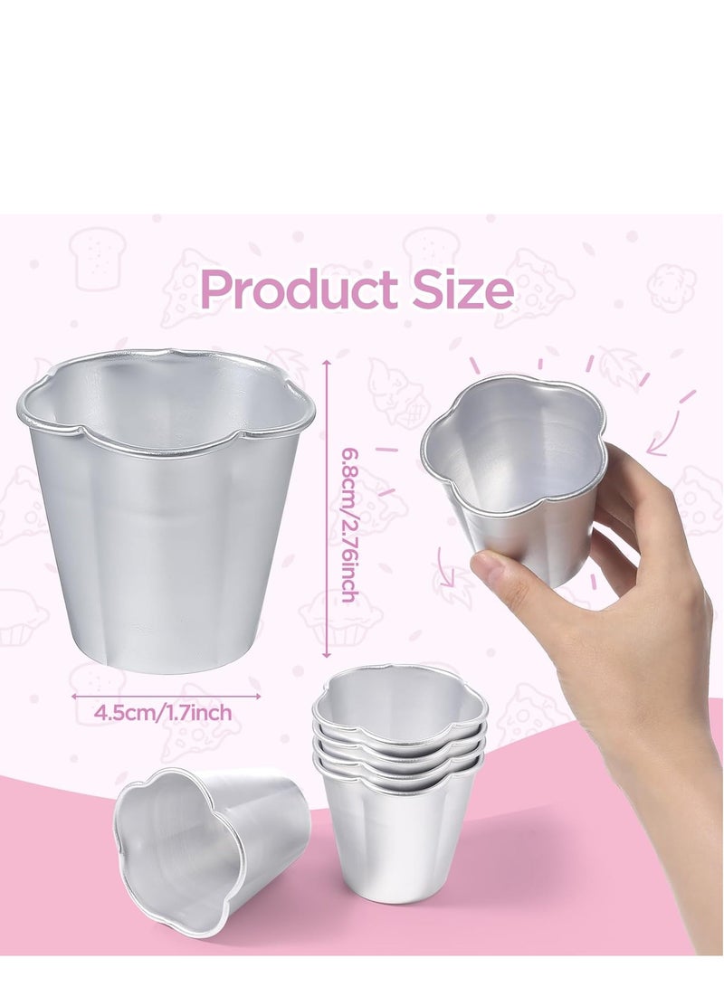 10 Pieces Popover Pans Nonstick Aluminium Pudding Cups Egg Tart Molds Para Flan molde Chocolate Molten Pans Raspberry Souffle Pot for Cupcake  Brownies  Souffle Pie Muffins