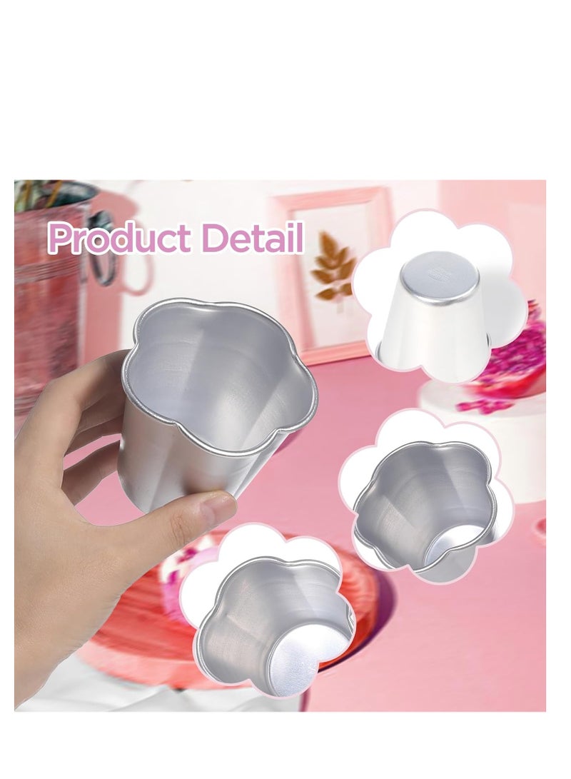 10 Pieces Popover Pans Nonstick Aluminium Pudding Cups Egg Tart Molds Para Flan molde Chocolate Molten Pans Raspberry Souffle Pot for Cupcake  Brownies  Souffle Pie Muffins