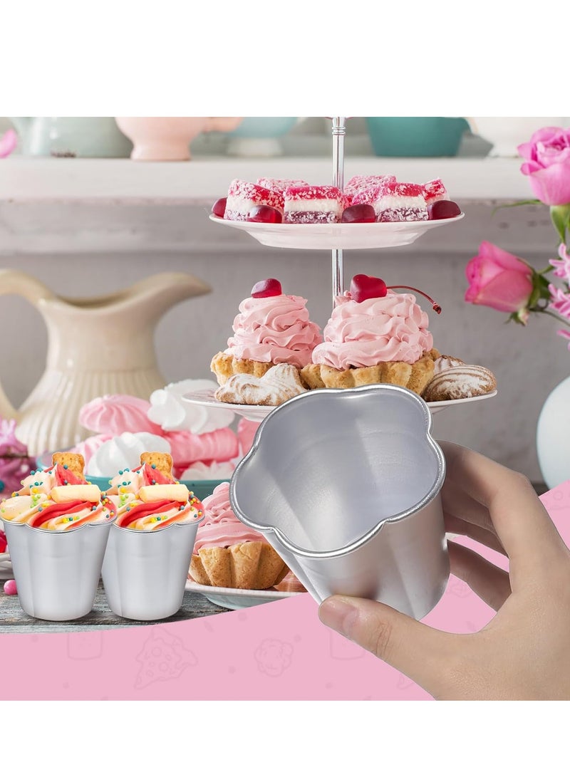 10 Pieces Popover Pans Nonstick Aluminium Pudding Cups Egg Tart Molds Para Flan molde Chocolate Molten Pans Raspberry Souffle Pot for Cupcake  Brownies  Souffle Pie Muffins