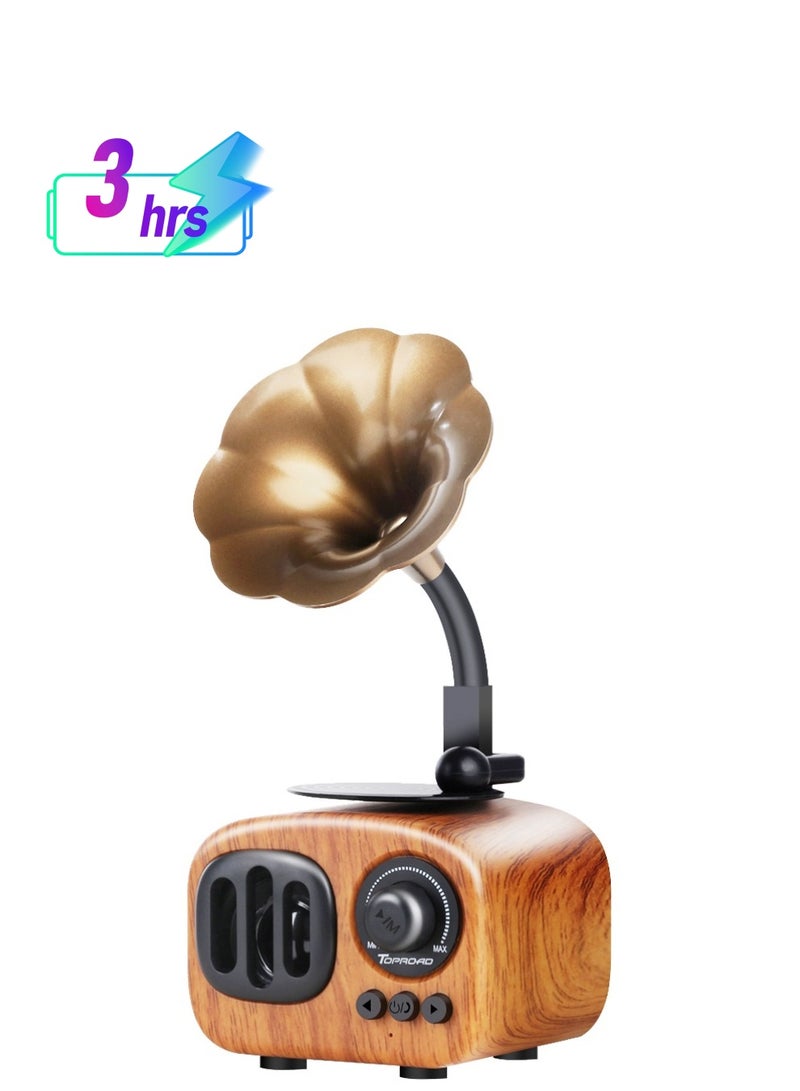 ARNOTEC Retro Gramophone Speaker B7 Trumpet Style Stereo Subwoofer Music player Box Wooden phonograph Speakers Support AUX FM TF  - Image 1