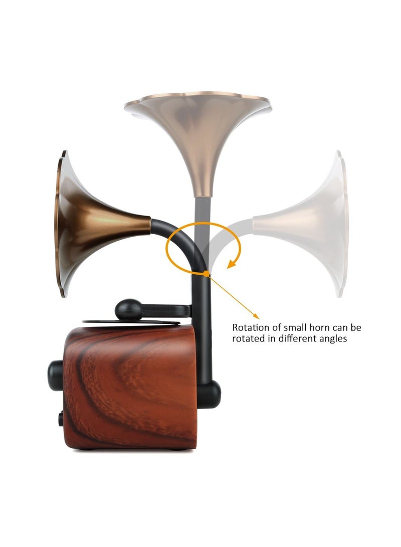 ARNOTEC Retro Gramophone Speaker B7 Trumpet Style Stereo Subwoofer Music player Box Wooden phonograph Speakers Support AUX FM TF  - Image 4
