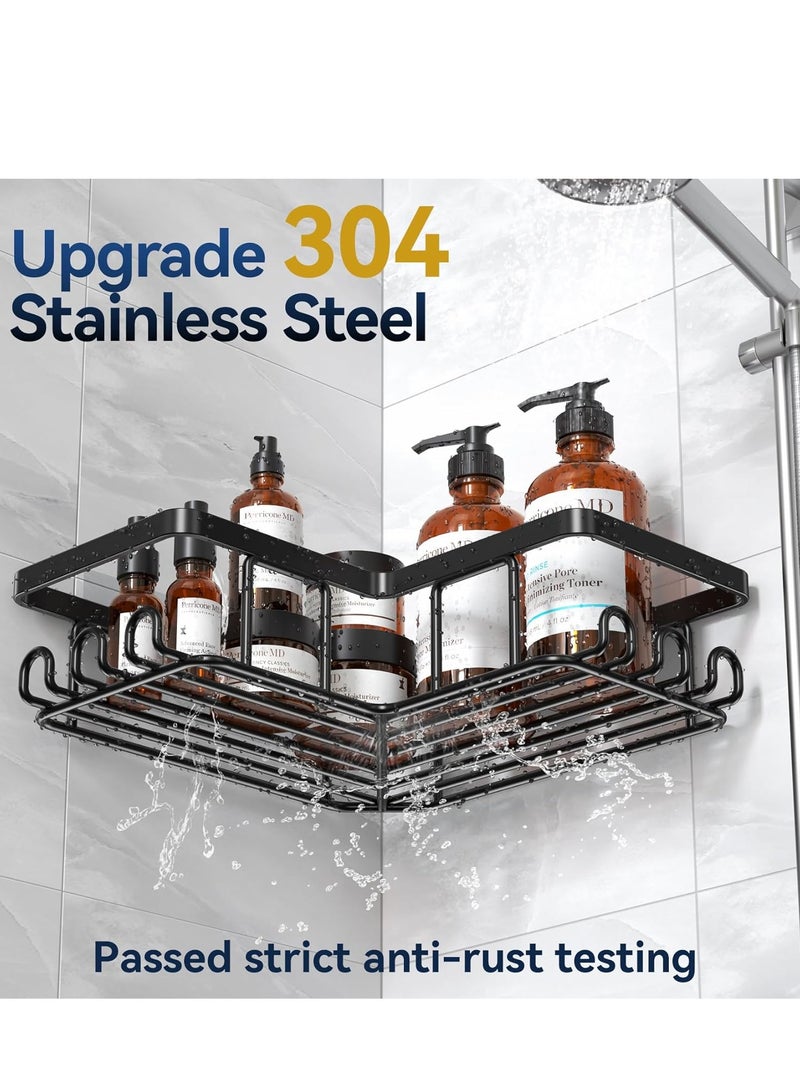 Shower Caddy Organizer, 3-Pack Corner Shower Caddy Organizer Shelves Storage Rack Accessories for Bathroom Countertop Home Decor Set, Black  - Image 2