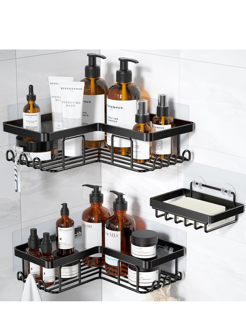Shower Caddy Organizer, 3-Pack Corner Shower Caddy Organizer Shelves Storage Rack Accessories for Bathroom Countertop Home Decor Set, Black  - Image 1