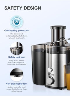 Joshberg Juicer Machine, 800W Centrifugal Juicer Extractor for Fruit Vegetable with Wide Mouth 3” Feed Chute, Easy to Clean, Stainless Steel, BPA-free  - Image 4