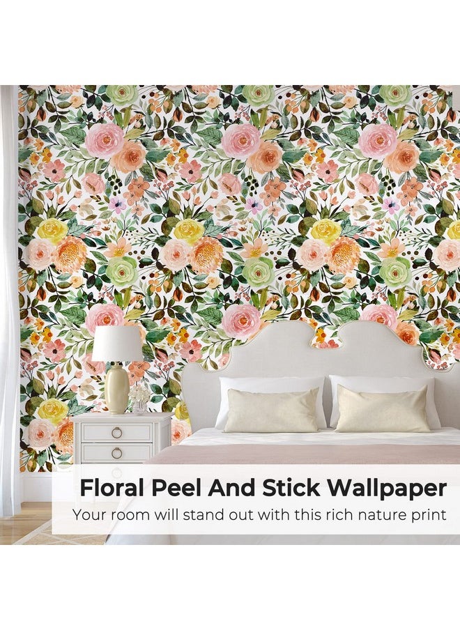 Beautysaid Wallpaper Peel And Stick Floral：Boho Textured Wall Paper For Bedroom Bathroom Renter Friendly Waterproof Pink Watercolor Modern Wallpaper For Kitchen Cabinet(Watercolor17.5X118 Inch)  - Image 2