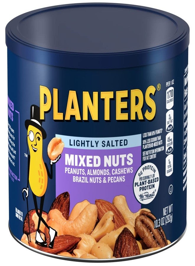 PLANTERS Cashews Roasted Lightly Salted Mix Nuts Snack - Plant-Based Protein Party Snacks, 10 Oz Canister - Image 1