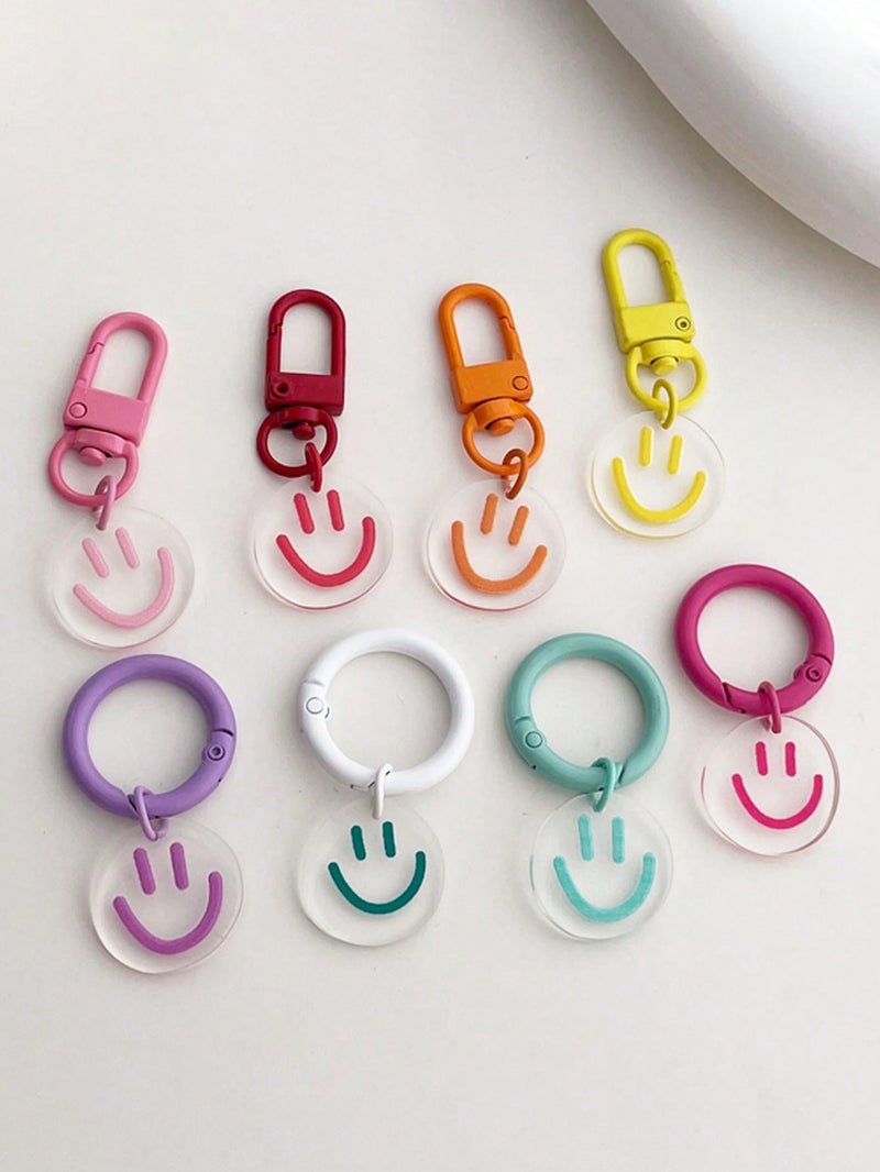 Colorful Smiley Face Keychain – Trendy Key & Bag Accessory - 8pcs - Image 1