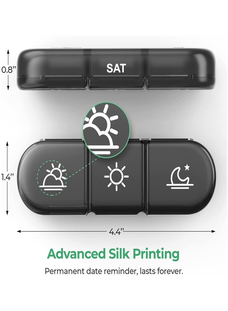 هيروكس صندوق حبوب محمول لتخزين 3 مرات يوميًا، صندوق حبوب كبير لمدة 7 أيام، صندوق حبوب محمول مقاوم للضوء، موزع حبوب للفيتامينات ومكملات زيت السمك - Image 4