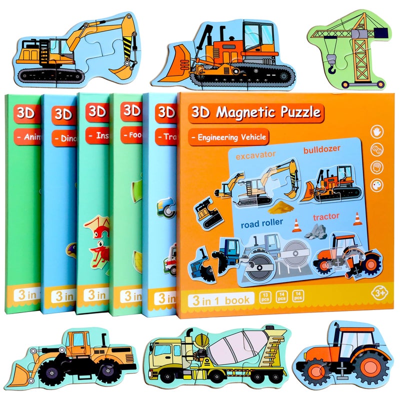 QimuMku Magnetic Puzzles for Kids Ages 13 Travel Toddler Puzzles Ages 24 Year Excavator Refrigerator Magnet for Kids Learning Gift for Road Trip - Image 2