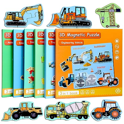 QimuMku Magnetic Puzzles for Kids Ages 13 Travel Toddler Puzzles Ages 24 Year Excavator Refrigerator Magnet for Kids Learning Gift for Road Trip - Image 1