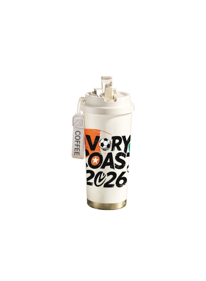 FIFA 520ml World Cup Printed Stainless Steel Insulated Water Bottle Double Wall Vacuum Thermal Flask Leakproof Cup for Hot & Cold Drinks - Image 1