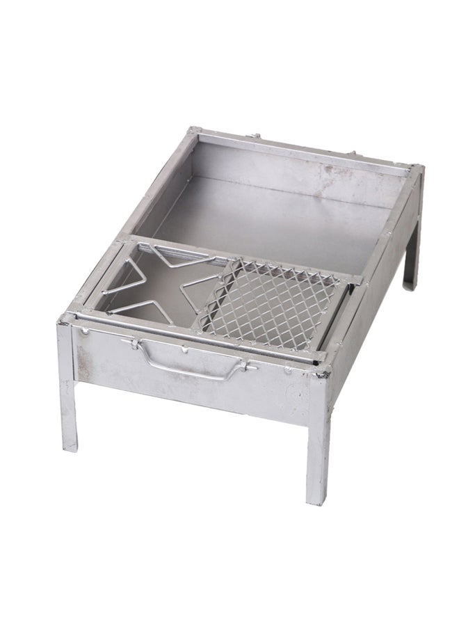 AL SANIDI Charcoal grill for trips, Portable Charcoal Grill, Silver, Size 35*50 Cm  - Image 1