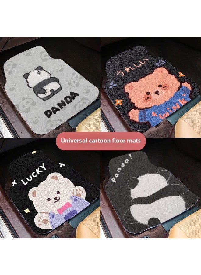 Car Mat Silk Ring Universal Full Surrounding Fixed Sticker Cute Cartoon Girl Thickened Non-Slip Car Mat Carpet-Color:[bold, Thickened And Wear-resistant Model] Fat Bear - 1 Piece In The Front Row (limited To Purchase)  - Image 2
