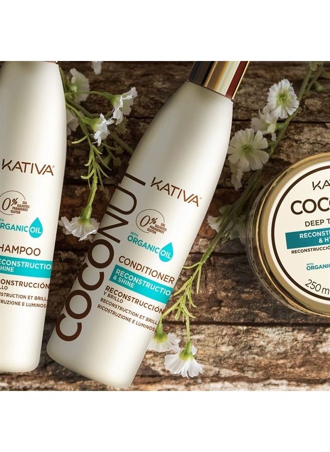 Kativa Organic Coconut Oil Conditioner (8.45 Fl Oz), Coconut Shampoo to Rebuild and Repair Shiny & Silky Hair, for Damaged, Sensitized, Dehydrated & Dull Hair, Sulfate Free, Gluten Free, Paraben Free  - Image 2