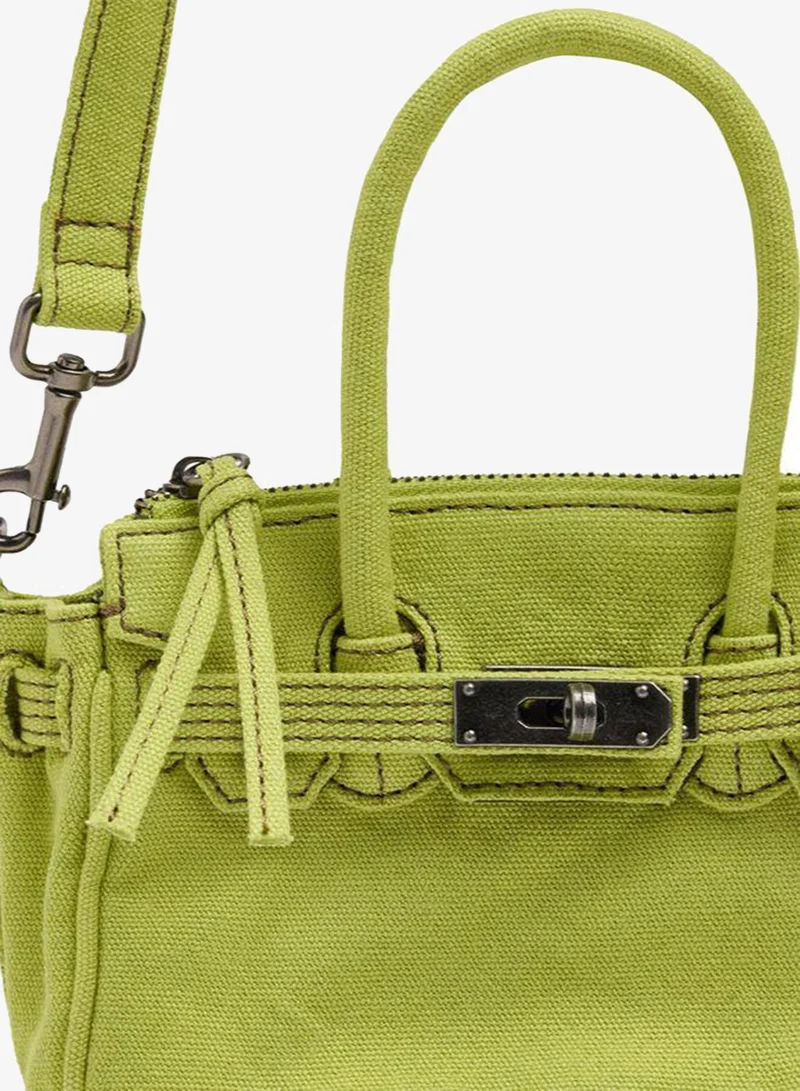 Parfois Crossbody Bag Canvas With Pendant