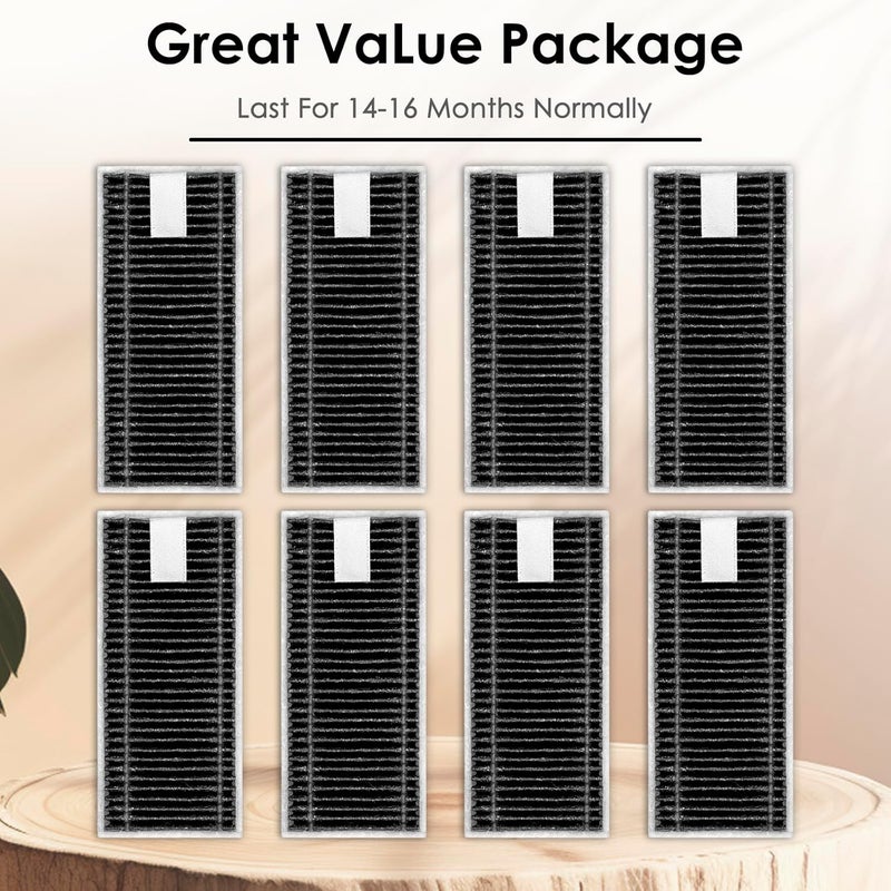 تشين بيك (8 حزمة) مرشحات HEPA بديلة X8 Pro Omni متوافقة مع ECOVACS DEEBOT X8 Pro Omni / X8 OMNI روبوت مكنسة كهربائية، مع طبقة الكربون المنشط، طقم ملحقات المرشحات، مرشح عمودي، - Image 4